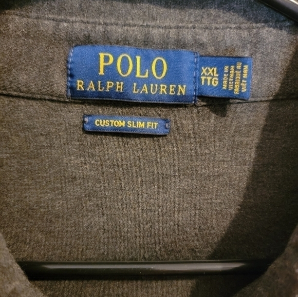 Mens Custom Slim Fit Charcoal Gray Ralph Lauren Polo Shirt Size XXL - Picture 4 of 5